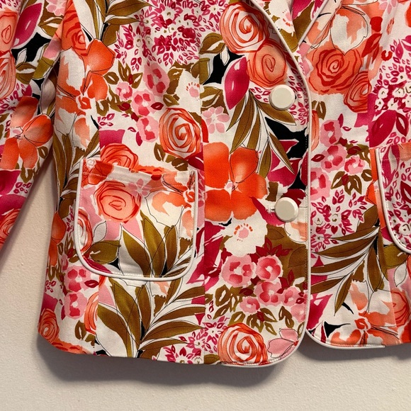 Ann Trinity Women's Vibrant Floral Blazer Multicolor Button Front Size L - Picture 3 of 11